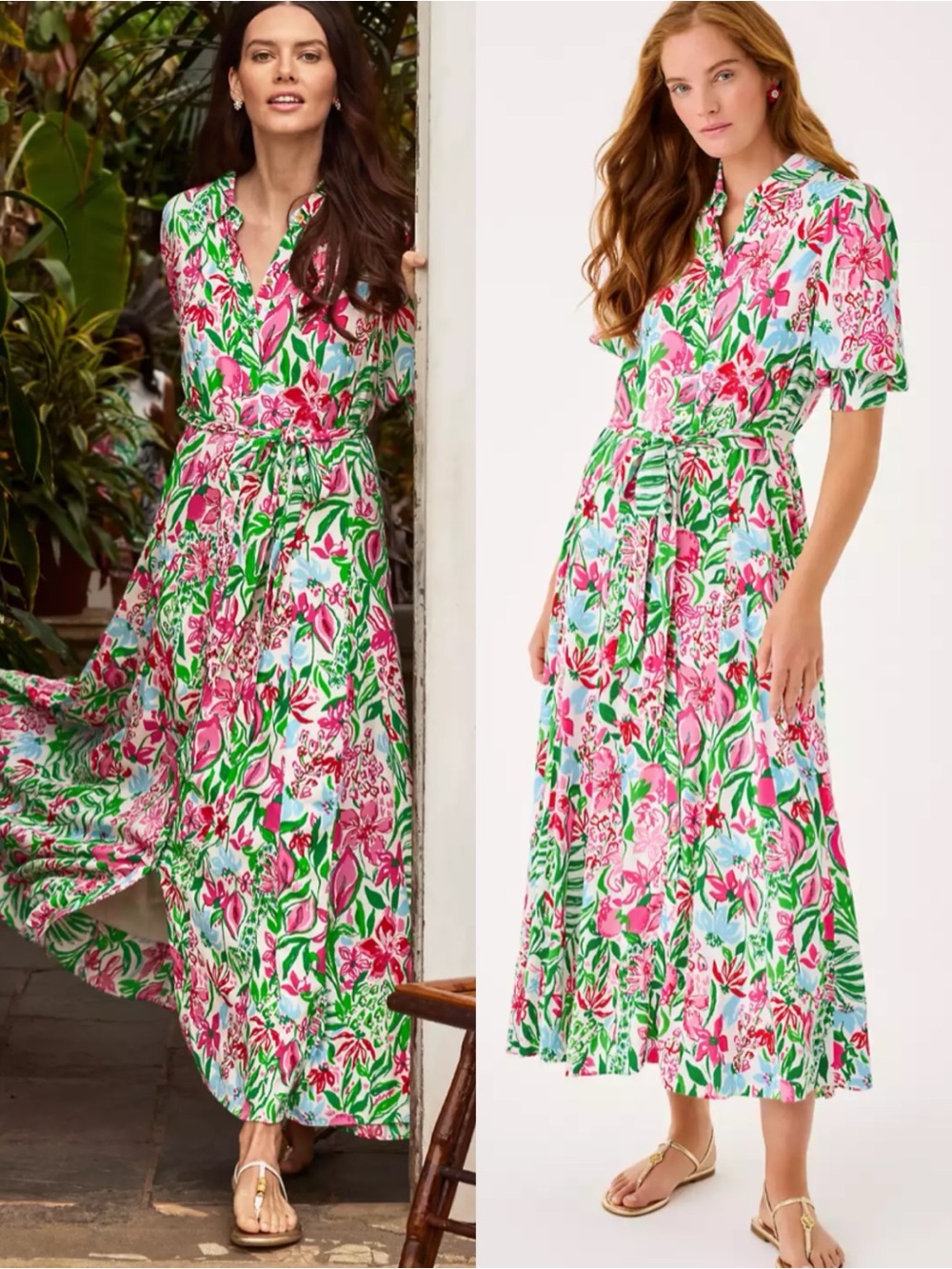 Size 10 NWT Lilly Pulitzer Larkyn Midi Shirtdress Dress in Multi Glowing Gardens